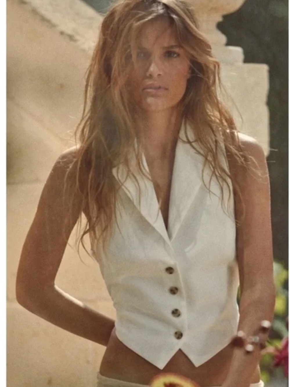 Zara White Tailored Sleeveless Blazer Vest
